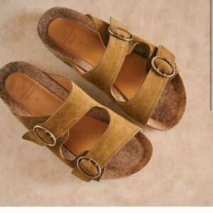 Sezane Sydney suede Birkenstock style sandals size 40